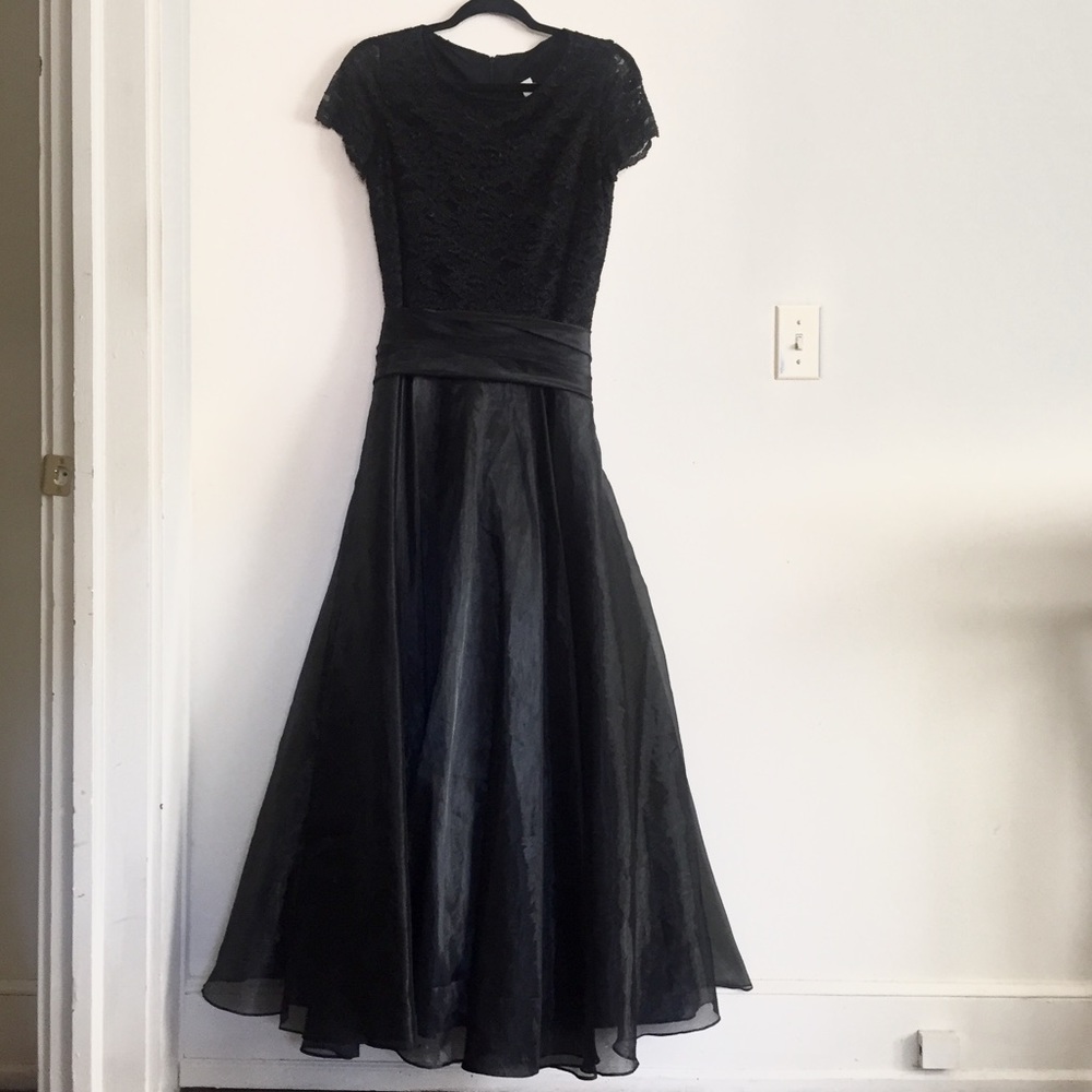 Modest Lace & Organdy Ball Gown