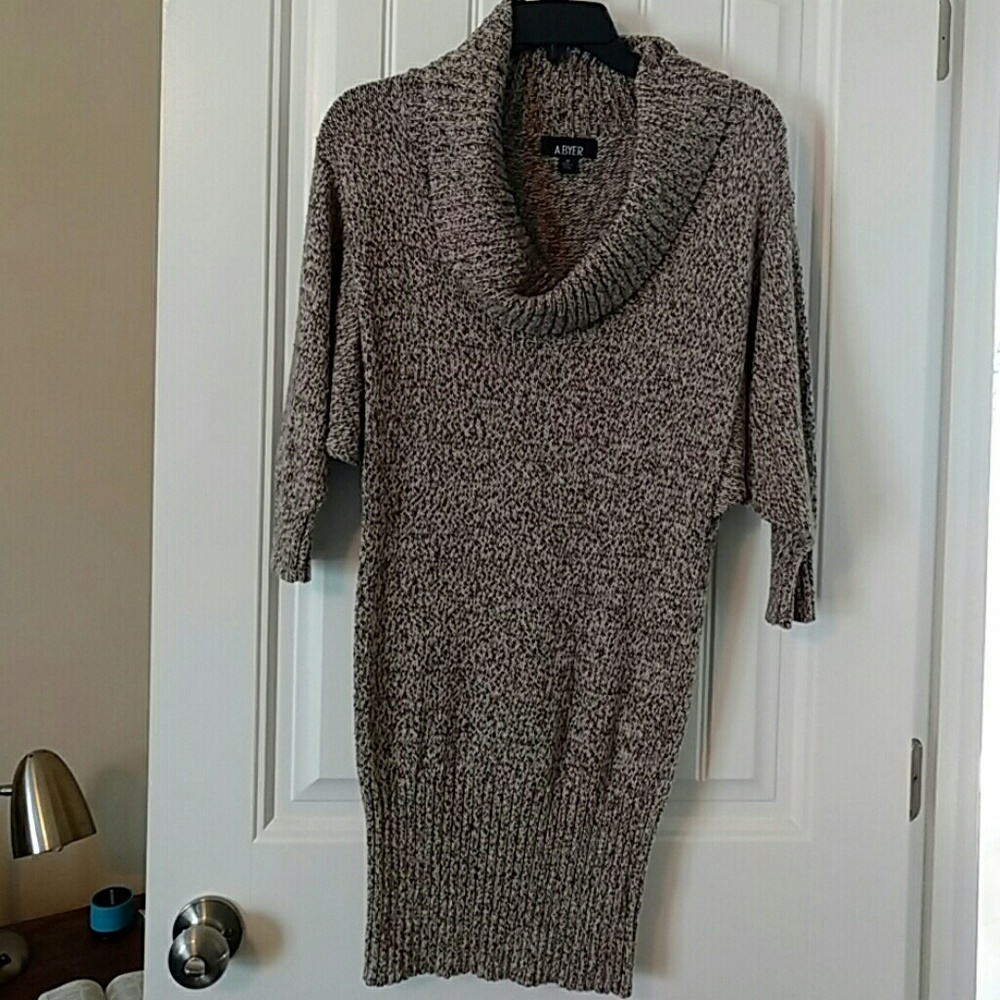 Brown and Cream Sweater Cowl Tunic