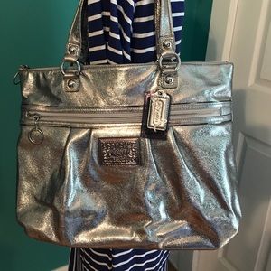 Silver poppy Coach purse