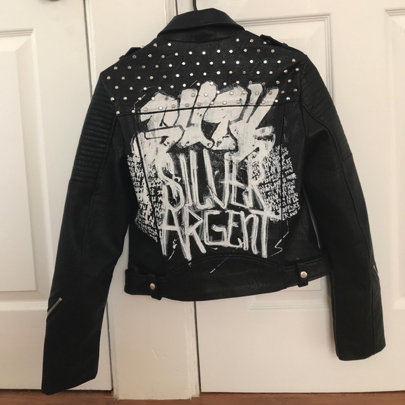 graffiti leather jacket zara