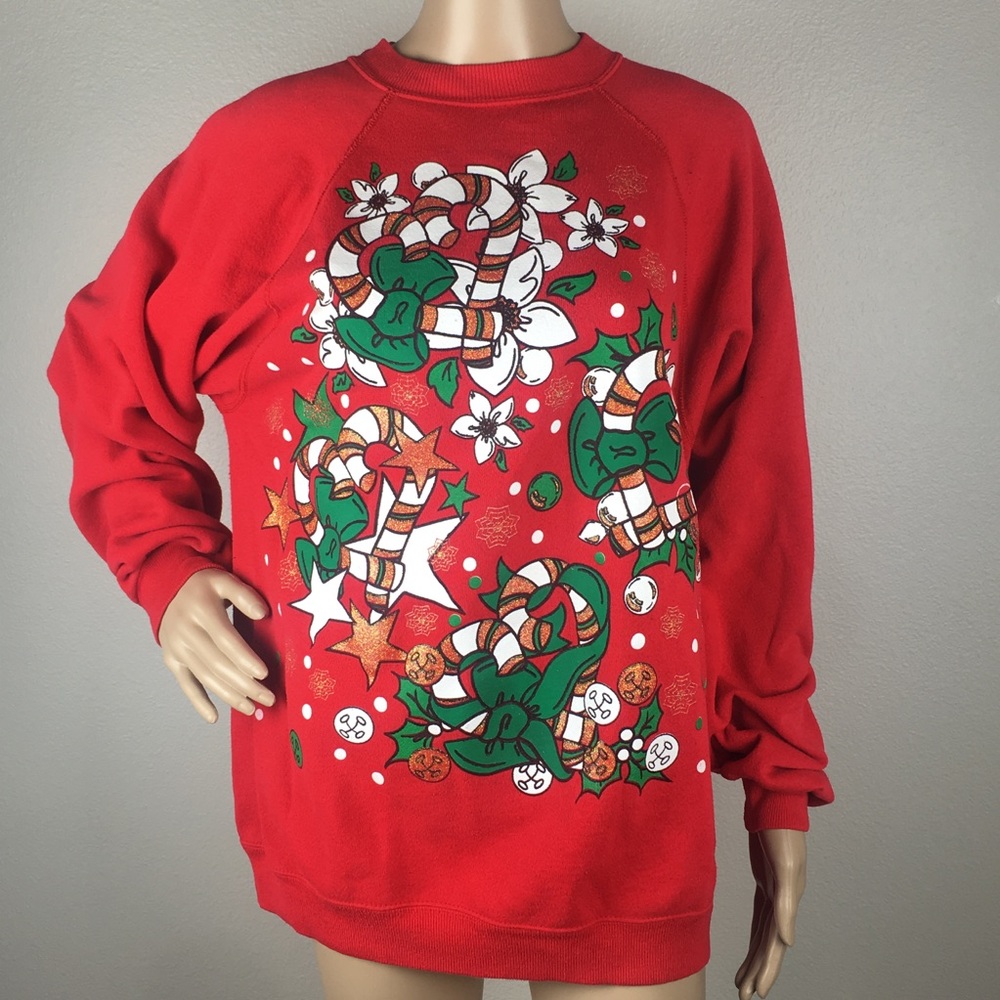Christmas Ugly Sweater Red XL Holiday Candy Canes