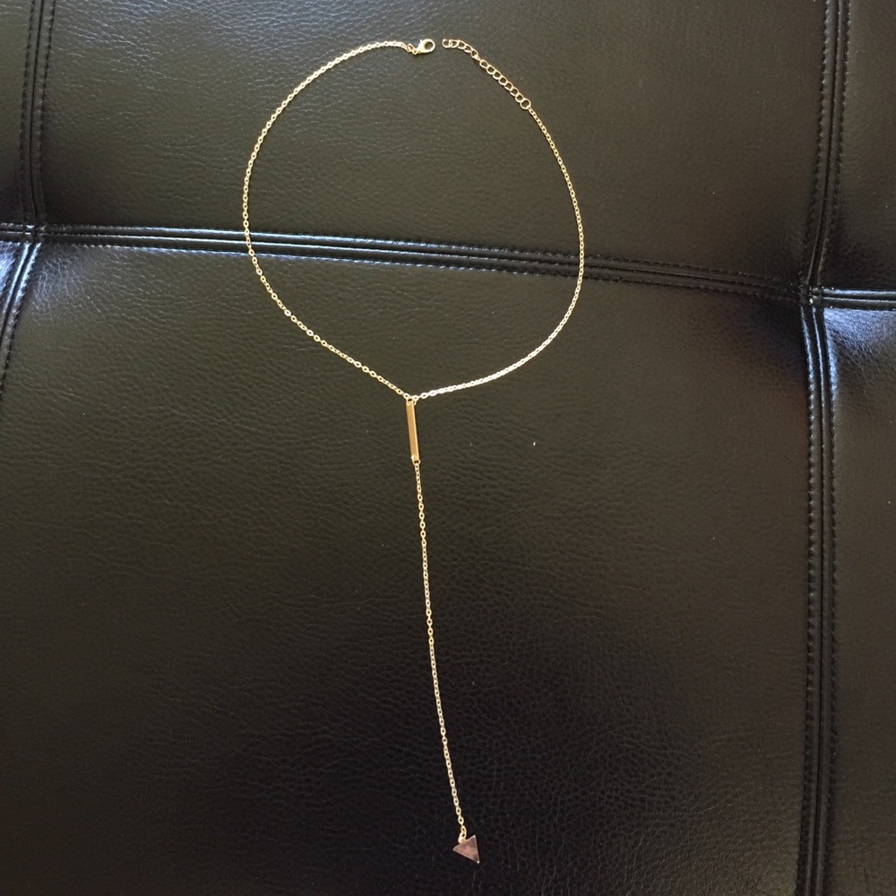 Dainty necklace bar/triangle drop  NWOT - Picture 2 of 2