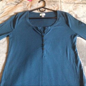 Dark teal knit Henley long sleeve top size L