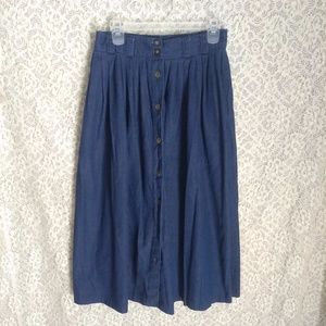Vintage Button Front Midi Skirt w/ Pockets