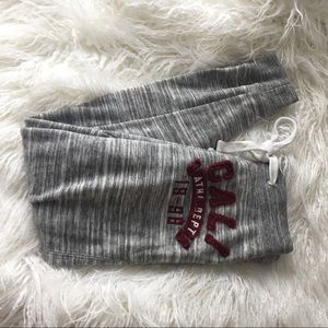 Gray and Burgundy Cuffed Sweatpants Size S