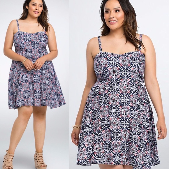 torrid Dresses & Skirts - New TORRID Blue Medallion Challis Tank Dress NWT