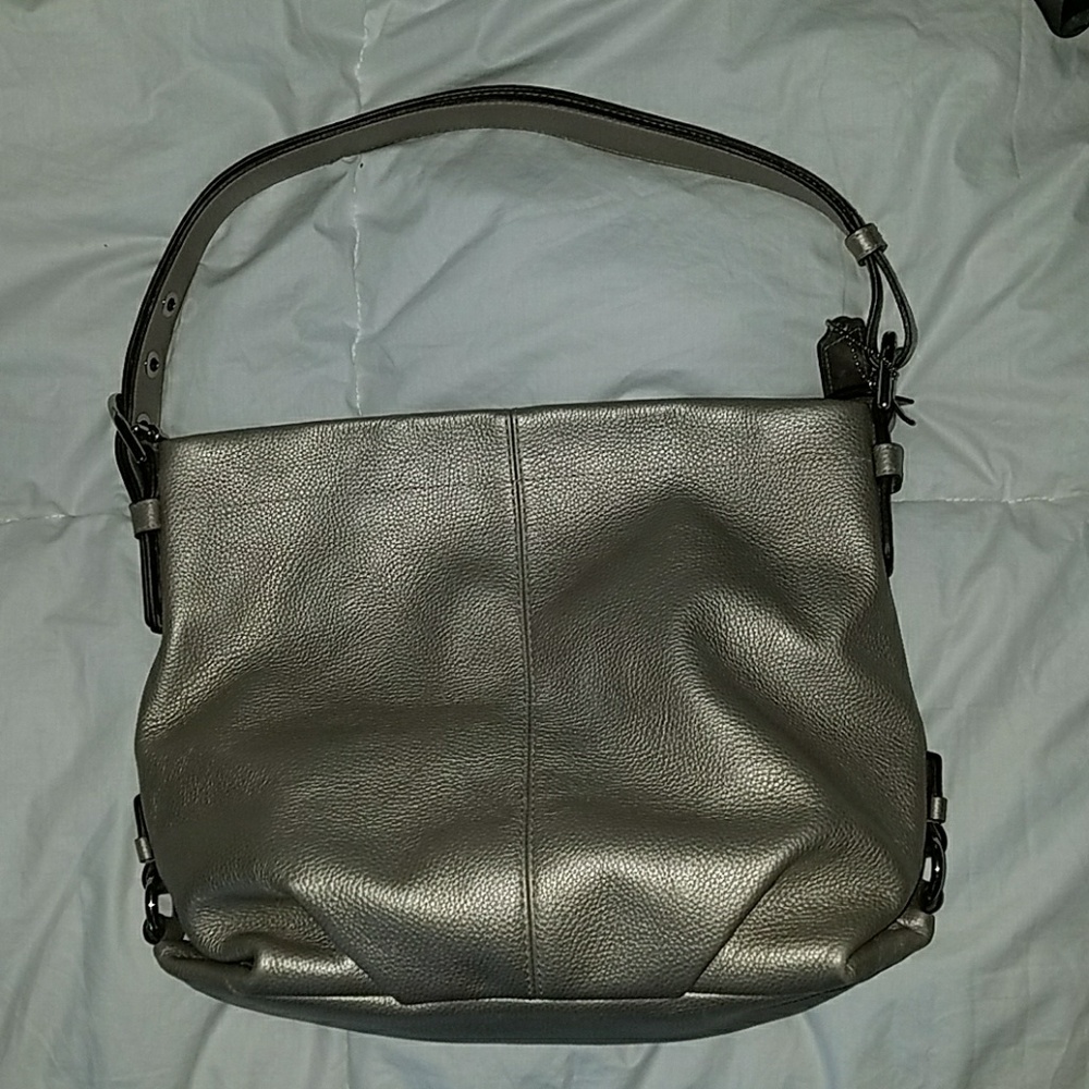 Coach Silver Leather Pebble Hobo Bag