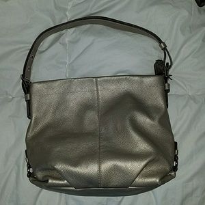 Coach Silver Leather Pebble Hobo Bag