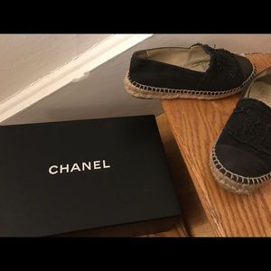 Chanel Black Canvas Espadrilles