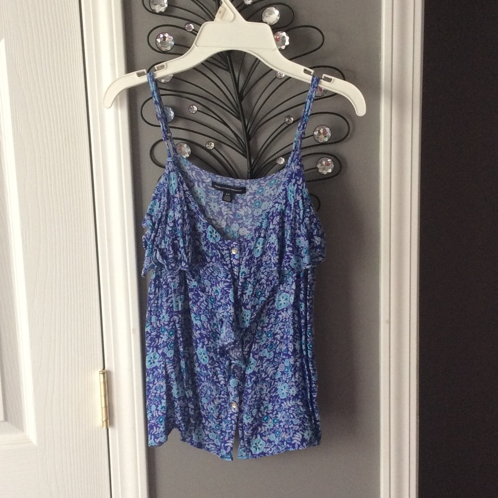American eagle floral mid riff tank top