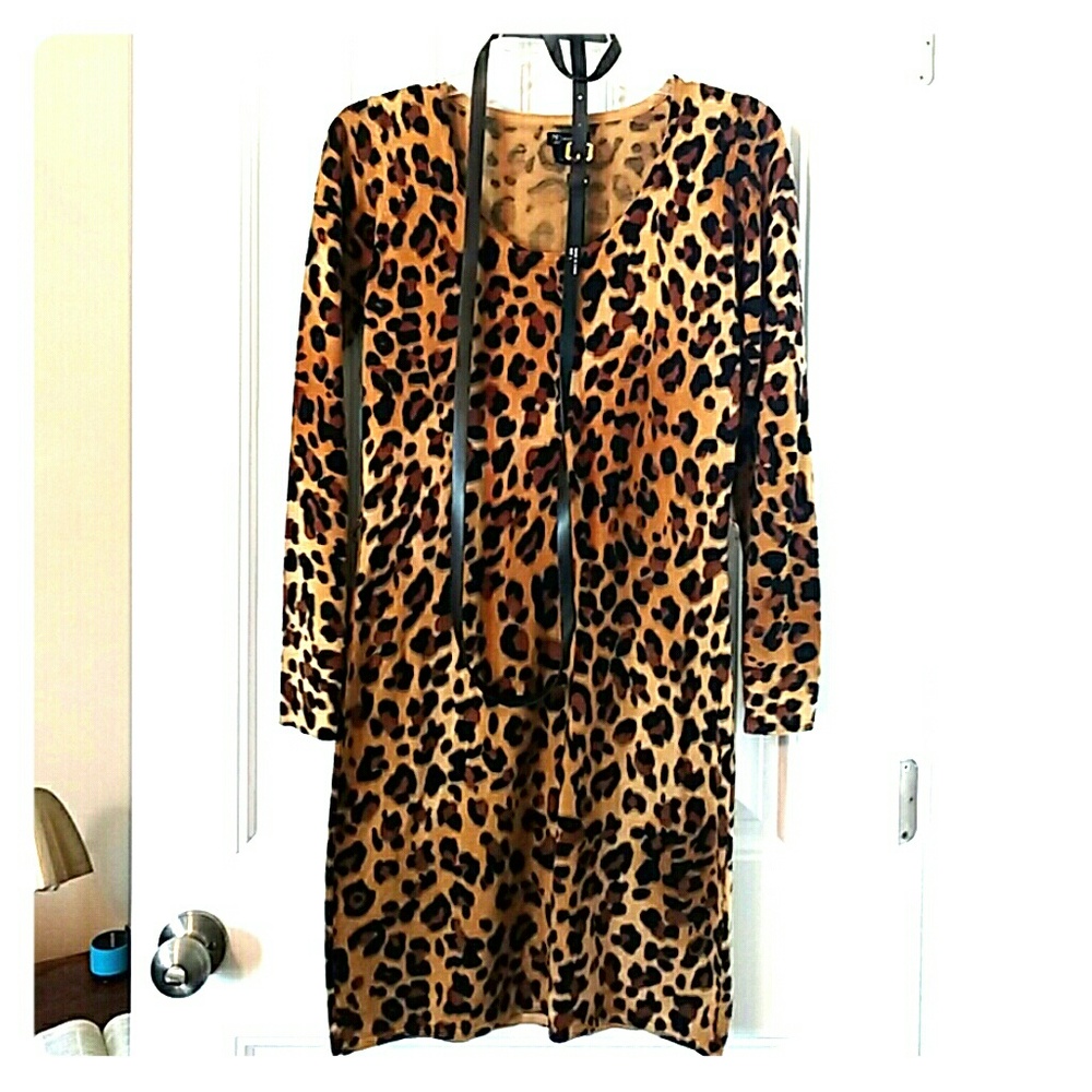 Leopard Print Sweater Dress