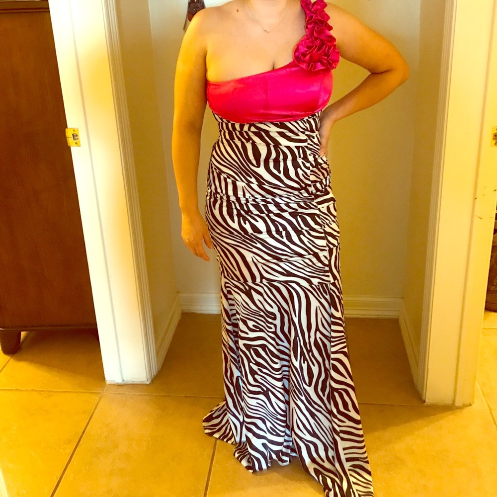 Zebra print & hot pink dress