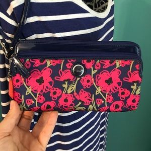 Coach Poppy flowered double zip wristlet
