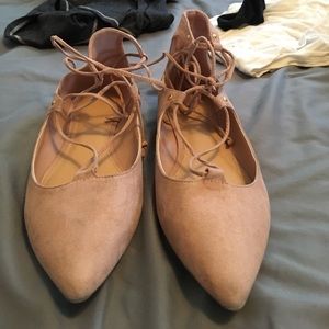 Lace up pointed flats