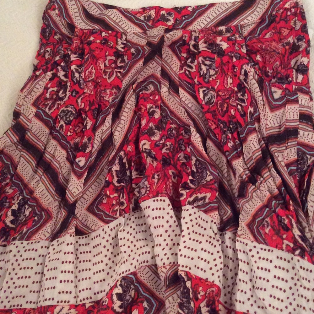 NWT Free People Paradise Printed Midi Skirt Red - Picture 8 of 8