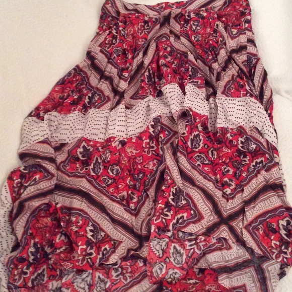 NWT Free People Paradise Printed Midi Skirt Red - Picture 7 of 8