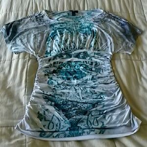 iZ BYER side ruched dress shirt medium