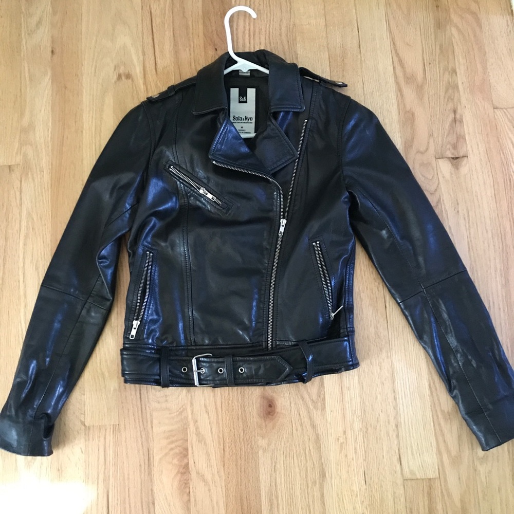 Soia & Kyo Black Leather Moto Jacket