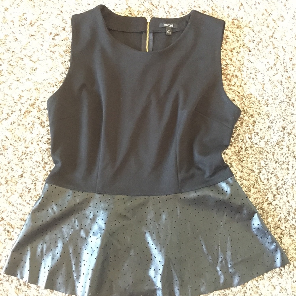 Apt 9 Black leather peplum top