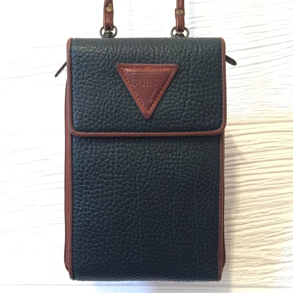 Vintage Guess Forest Green Crossbody Wallet Purse