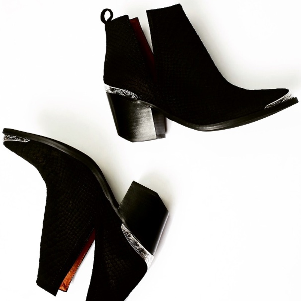 Leather Ankle BOOTS Booties Western Mule Heel New - Picture 2 of 6