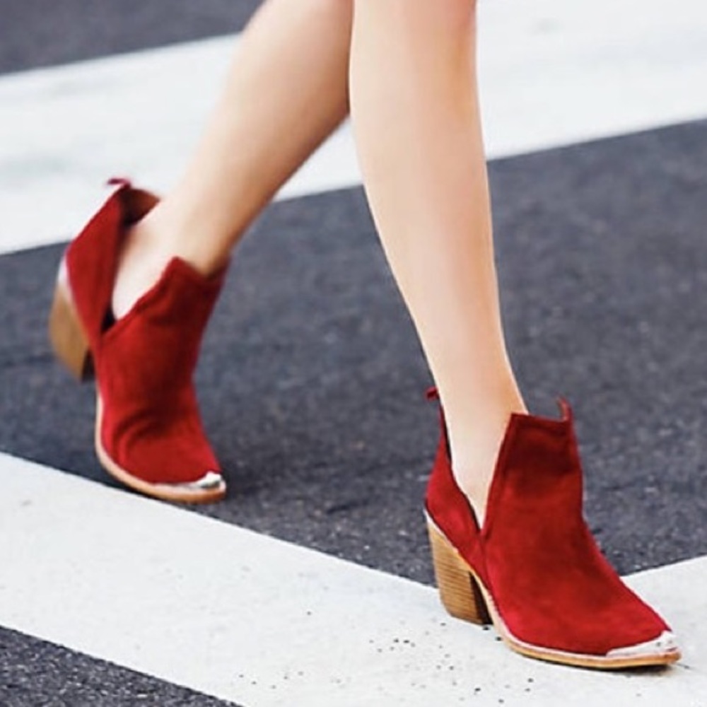 Leather Ankle BOOTS Booties Western Mule Heel New - Picture 4 of 6