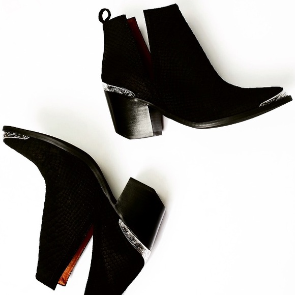 Leather Ankle BOOTS Booties Western Mule Heel New - Picture 2 of 6