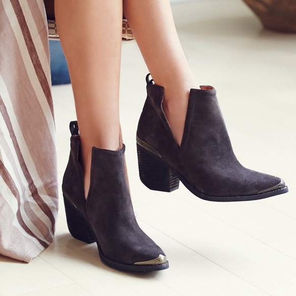 Leather Ankle BOOTS Booties Western Mule Heel New - Picture 5 of 6