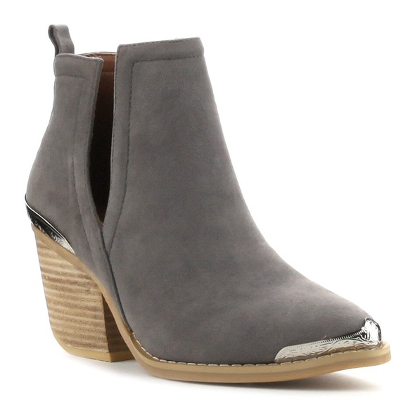 Leather Ankle BOOTS Booties Western Mule Heel New - Picture 6 of 6