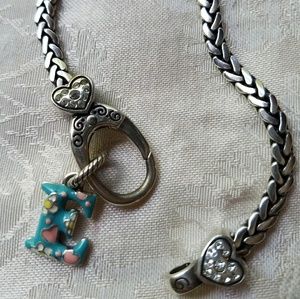 Brighton Silver Anklet with E charm