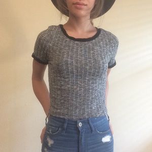 Robbed grey marl crop top