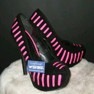 Shiekh hot pink raver stiletto platform heels NIB