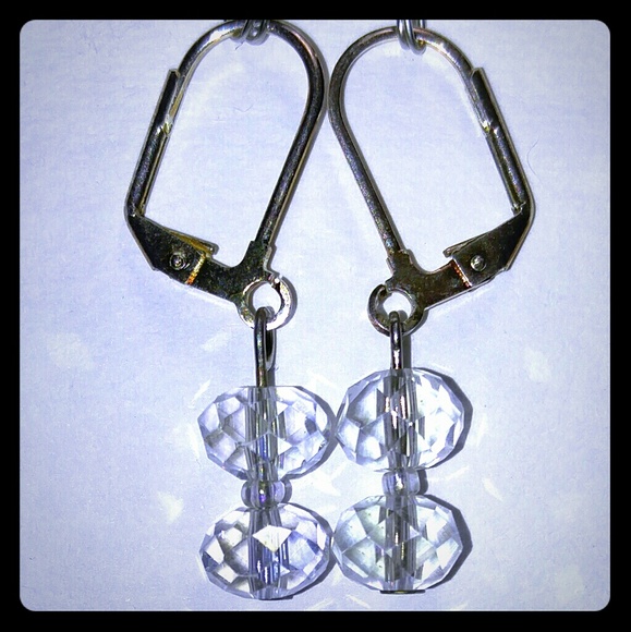 #0092 Two Bead Crystal Drop Earrings - Picture 3 of 3