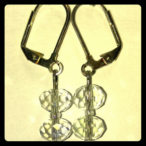 #0092 Two Bead Crystal Drop Earrings - Picture 2 of 3