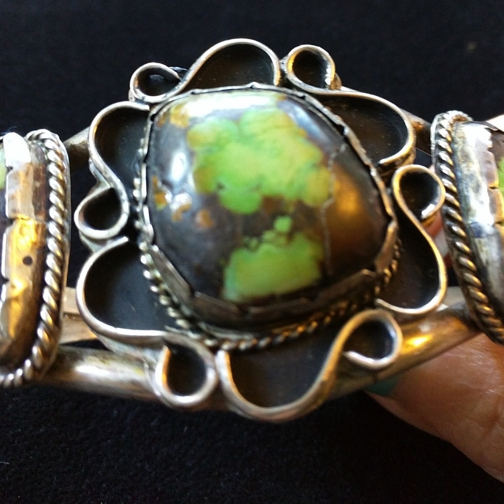 Vintage Green and Brown Turquoise Bracelet REDUCED