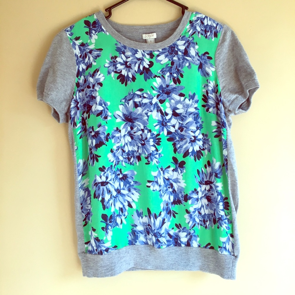 J. Crew Floral Short Sleeve Sweater