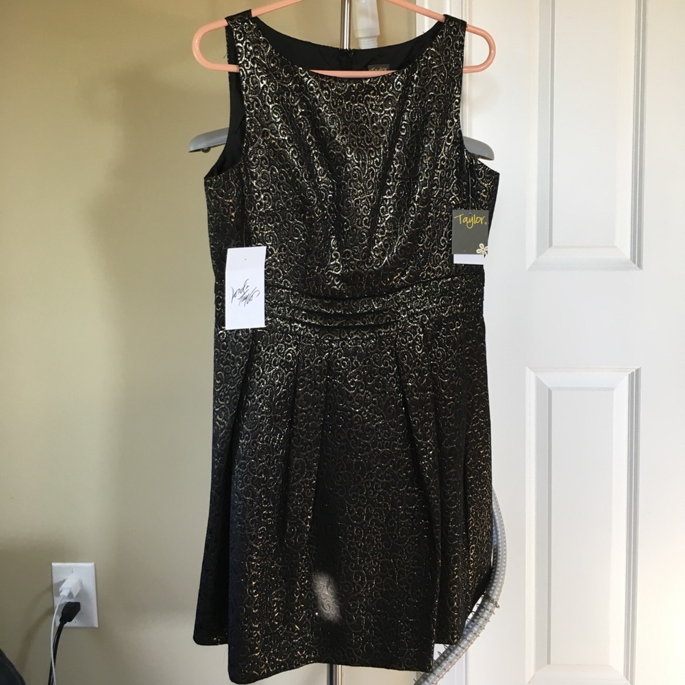NWT!!! Taylor gold and black metallic dress!