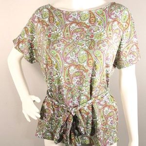 Talbots Paisley Petite Stretch Multi-colorful Top Talbots Paisley Petite Stretch Multi-colorful Top