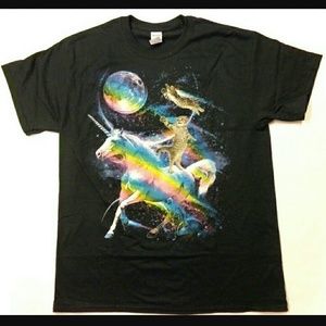 NWOT Magical unicorn and cat moon t-shirt