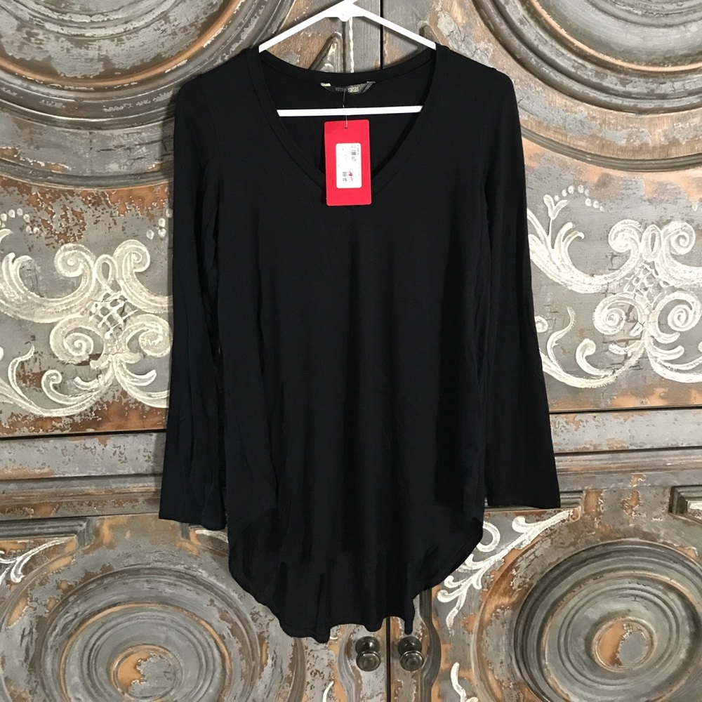 Black V Neck Tunic Top