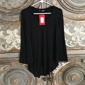 Black V Neck Tunic Top
