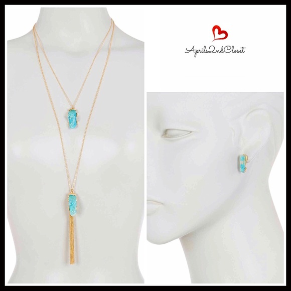 BANSRI AGATE STONE TASSEL NECKLACE EARRINGS SET - Picture 5 of 8