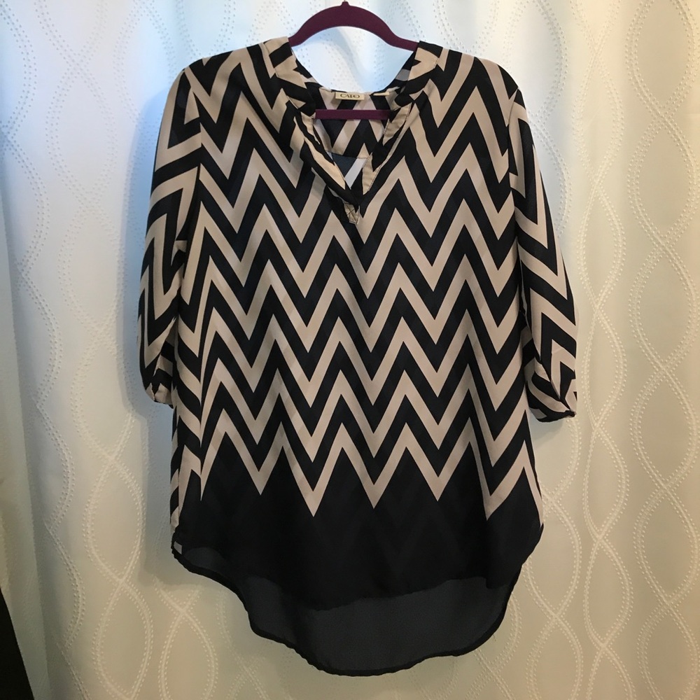 Navy and White Women's 3/4 sleeve blouse