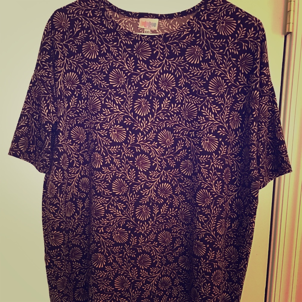 LuLaRoe brown and cream top with floral design