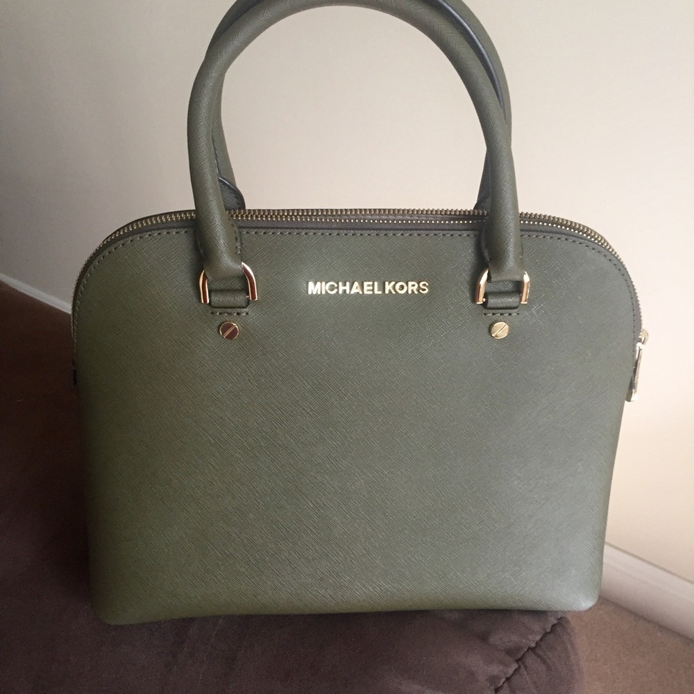 Michael Kors Cindy Medium Dome Satchel Bag, Olive
