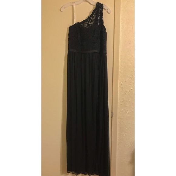 david's bridal one shoulder lace bridesmaid dress Zapakasa Women Dusty Blue Satin Long Pleated Bridesmaid Dress with Bow Lace  Up Back Sheath Spaghetti Straps Wedding Guest Dress
