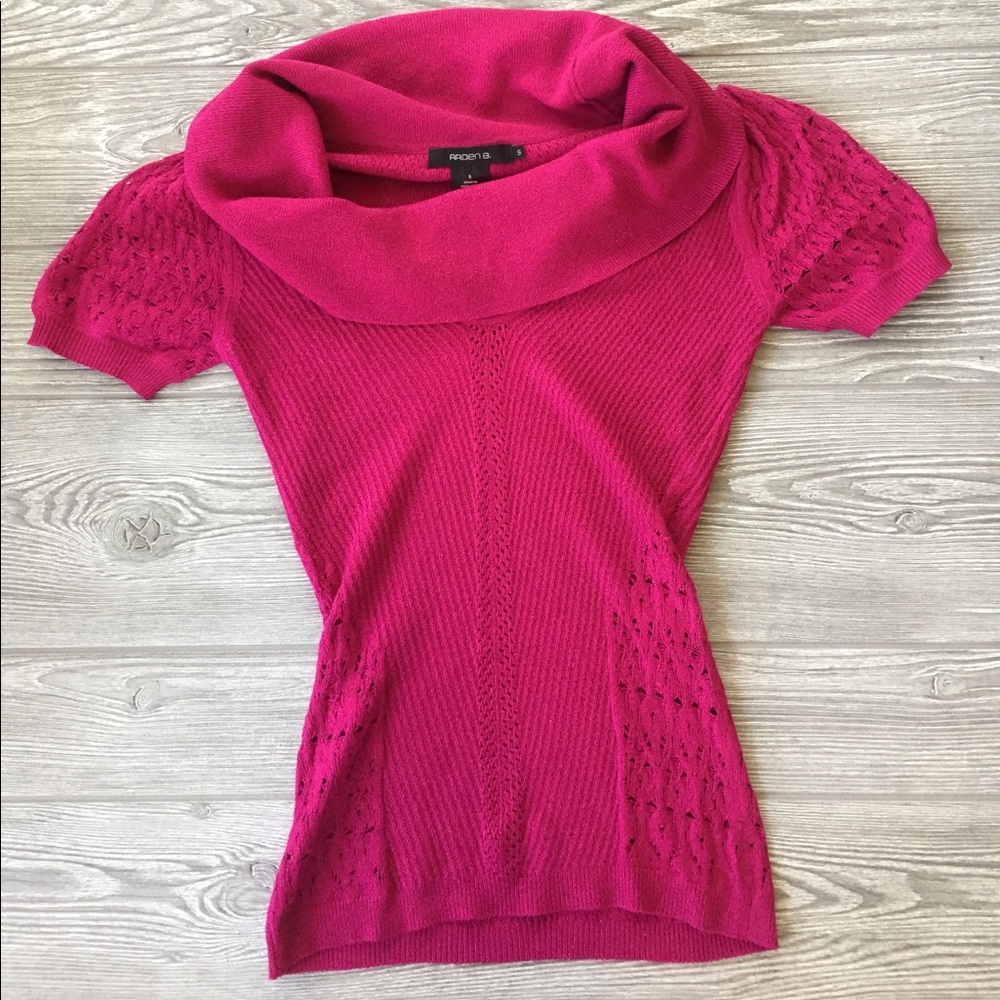 ARDEN B pink sparkle cowl neck shirt. Size small.