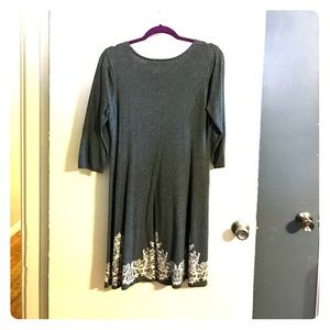 Women's Dark Gray and White Knit Dress