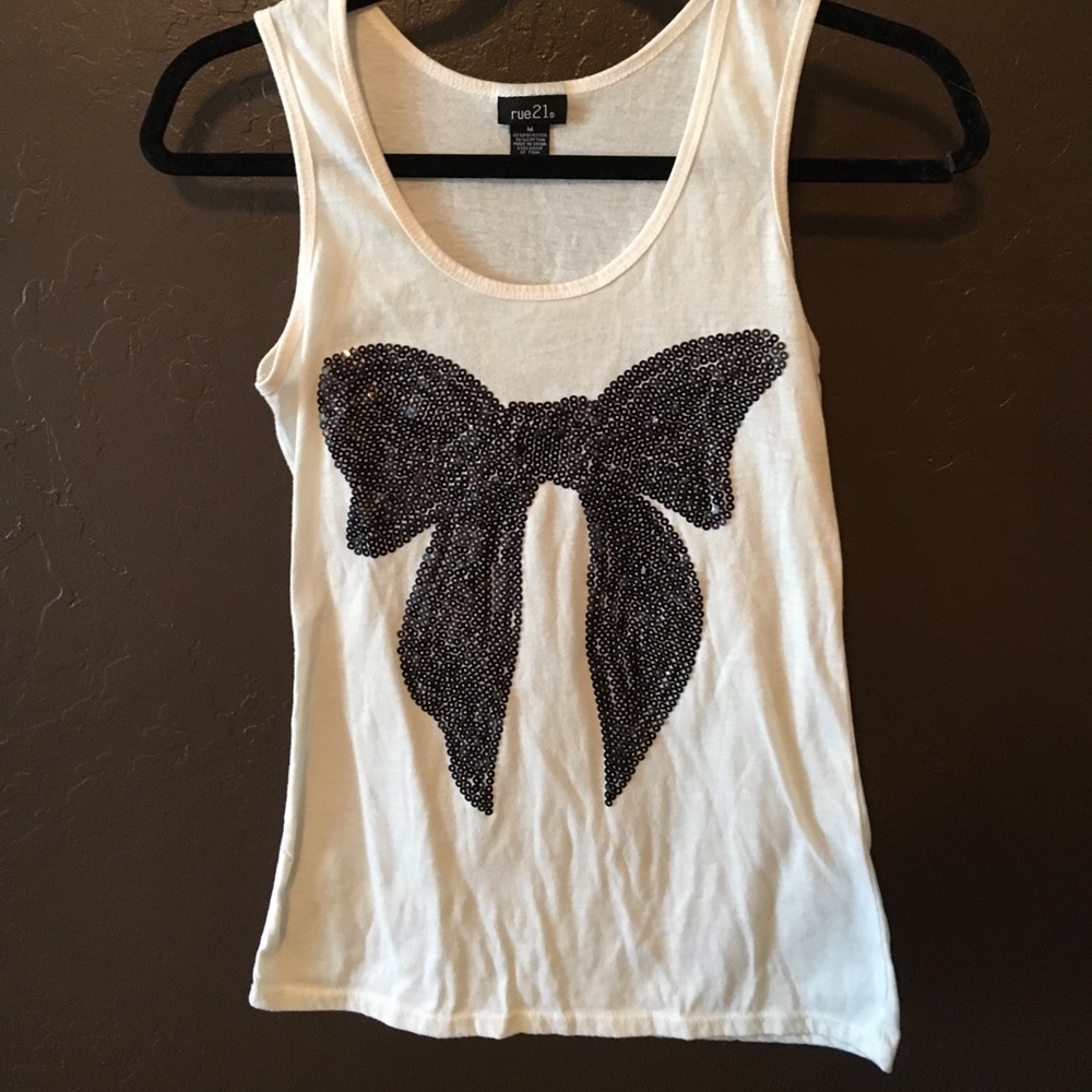 Glitter bow tank top