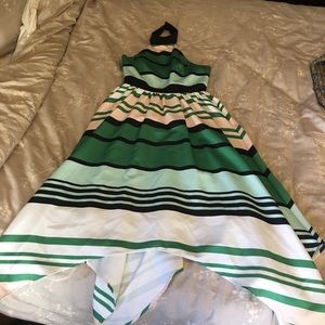 Troubadour Striped green halter dress
